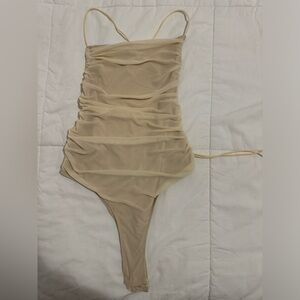 Beige Ruched Bodysuit